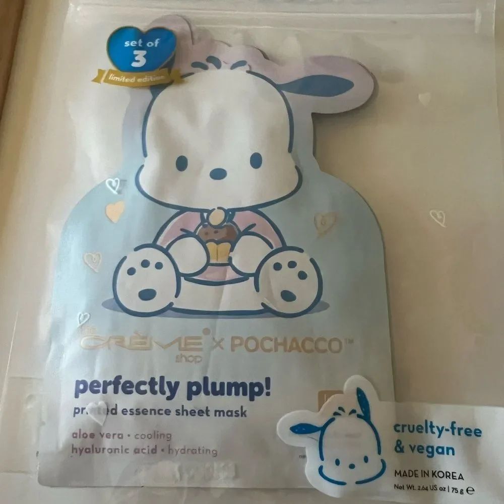 Crème Shop x Pochacco Perfectly Plump Sheet Masks Limited Edition 3 Pack